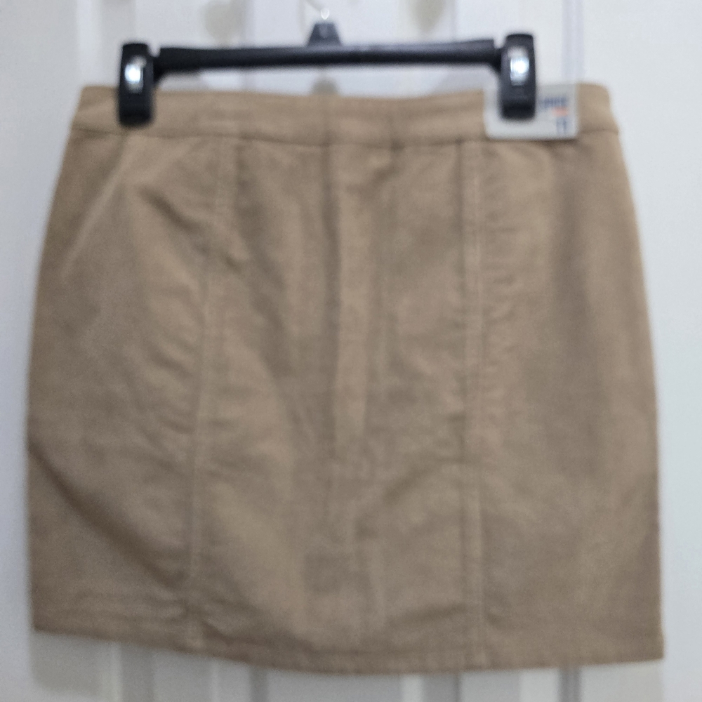 Blue Spice Mini Skirt Corduroy Beige Button Down A Line Lightweight Sz 11 NWT - Picture 6 of 6